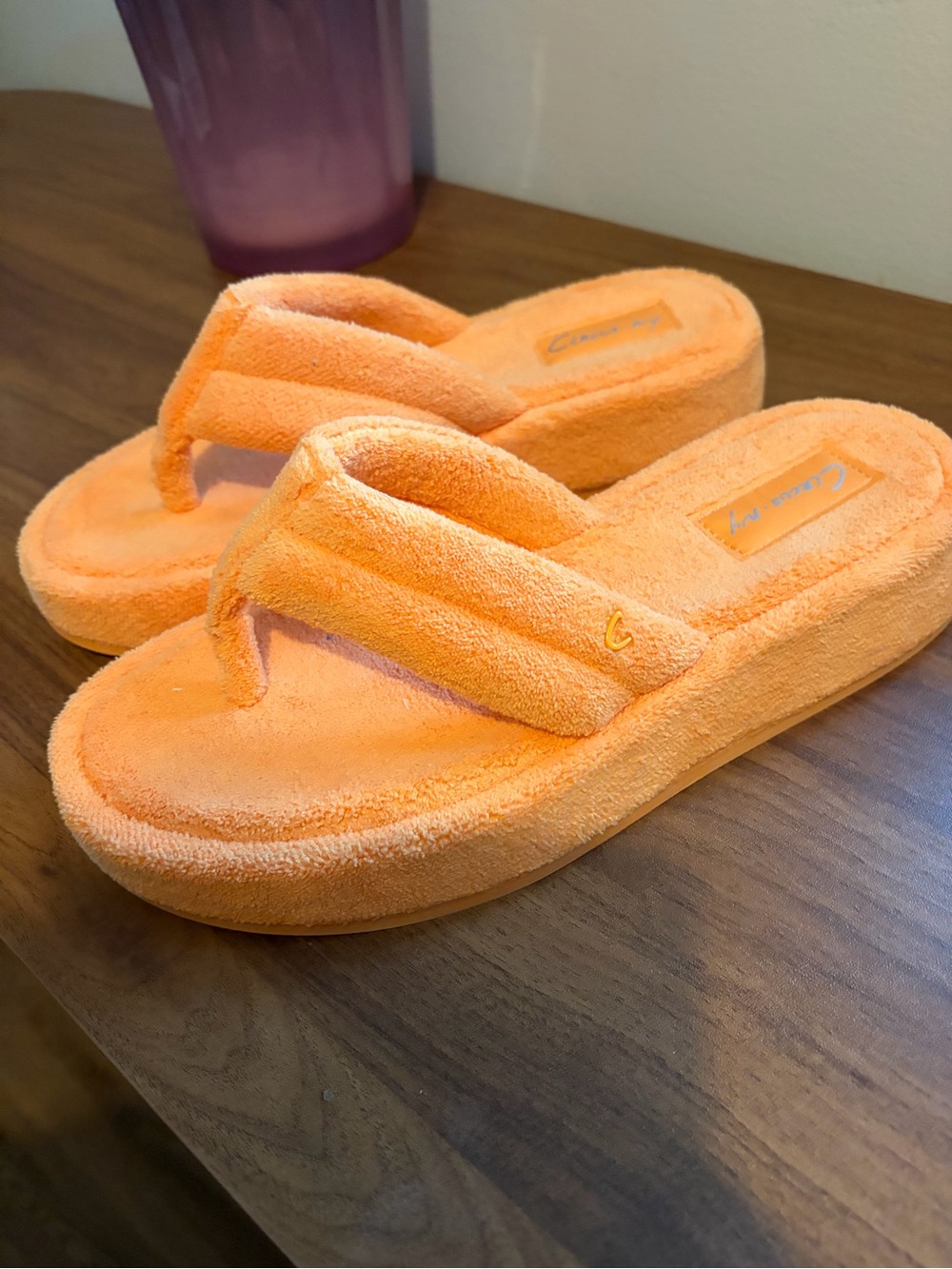 Sam Edelman Plush Platform Flip Flop Sandals in Orange